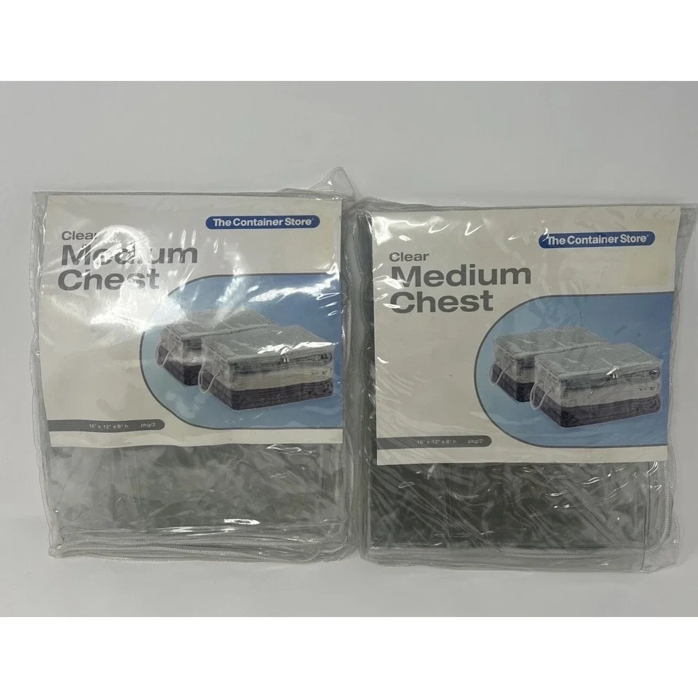Lot Of 2 The Container Store Clear Medium Chest Storage Bags 16x12x8 NOS Sealed